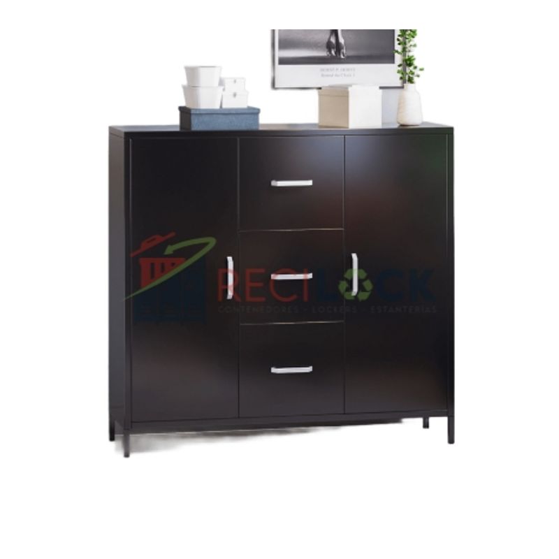 GENERICO - Armario Metalico 3 Cajones 2 puertas Linea Black SA-HT-L02
