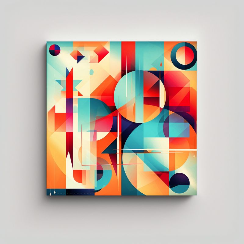 GENERICO - Tela En Bastidor Abstracta Con Formas 70x70 Cm