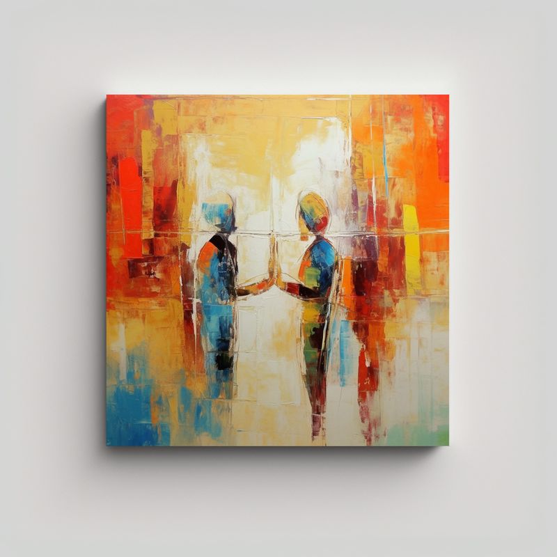 GENERICO - Cuadros Modernos Textura Trabajo Conjunto Pintura 80x80 Cm