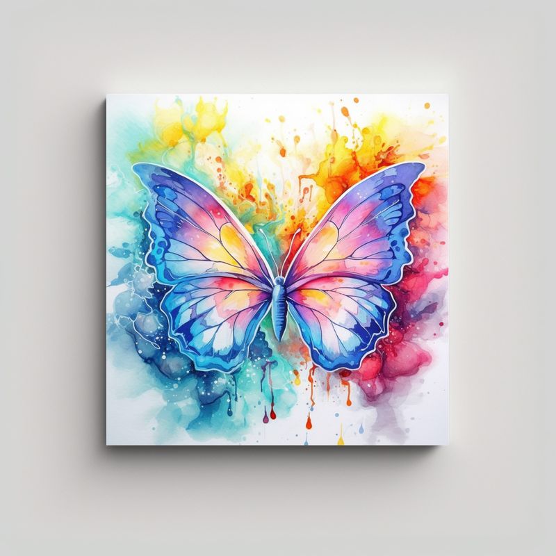 GENERICO - Fondo Acuarela Con Mariposas Lindas En Estilo 70x70 Cm