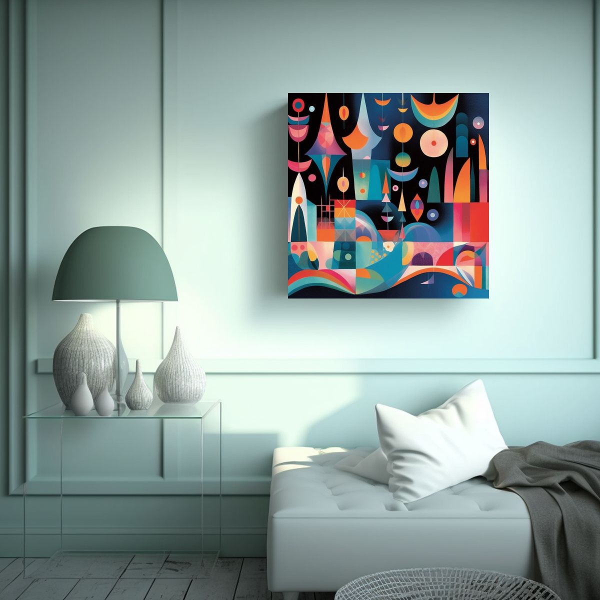 GENERICO - Pintura Abstracta Arte Moderno De Mary Blair 50x50 Cm