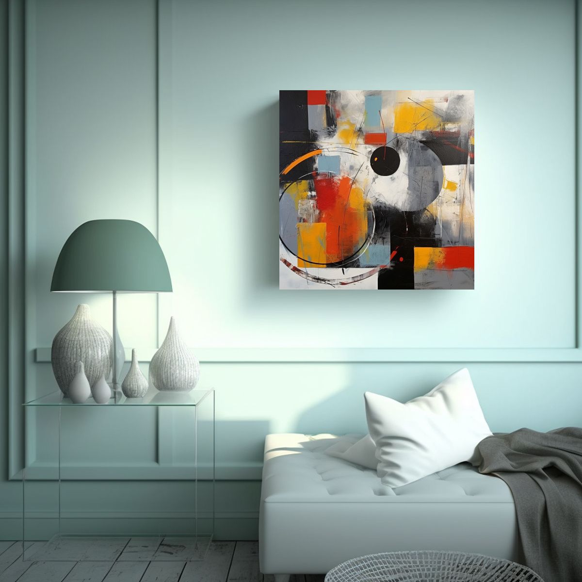 GENERICO - Pintura Contemporánea Profunda Con Diseño 90x90 Cm