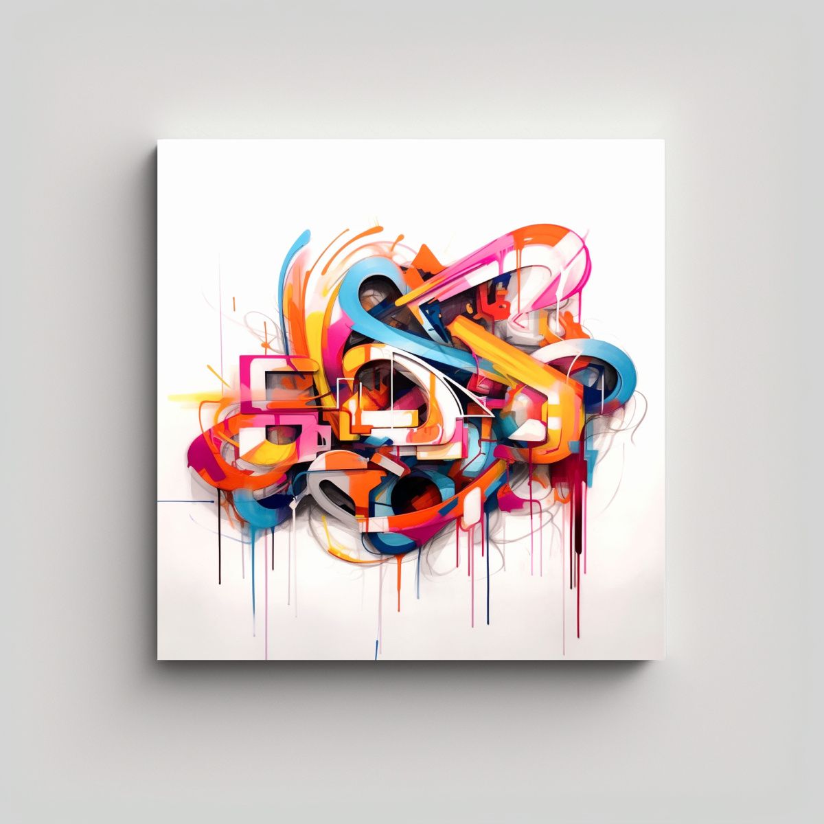 GENERICO - Pintura De Pared Graffiti Blanco Inspiración De 90x90 Cm