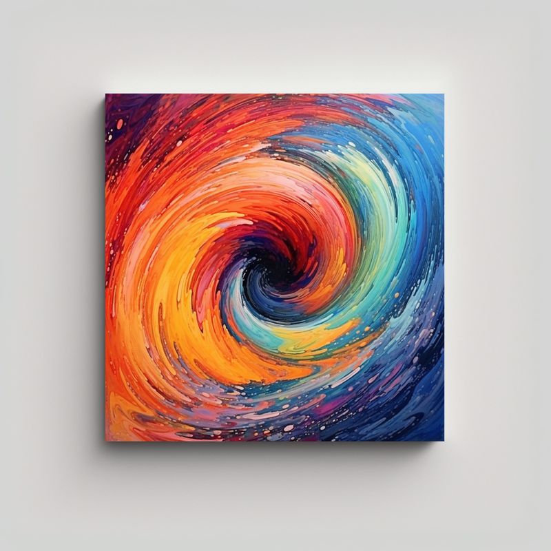 GENERICO - Cuadro Abstracto Pintado En Estilo Colorido, Arte 60x60 Cm