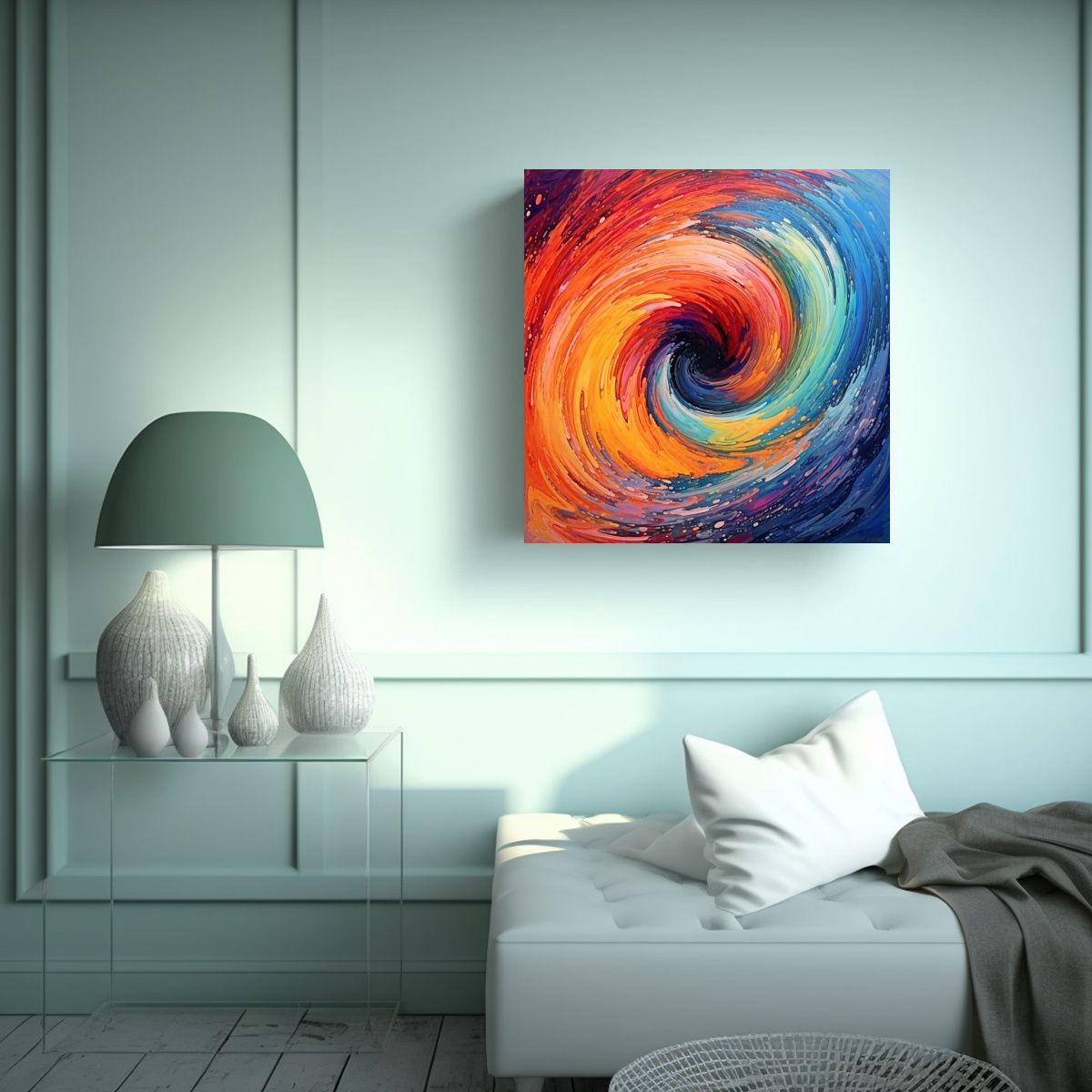 GENERICO - Cuadro Abstracto Pintado En Estilo Colorido, Arte 50x50 Cm