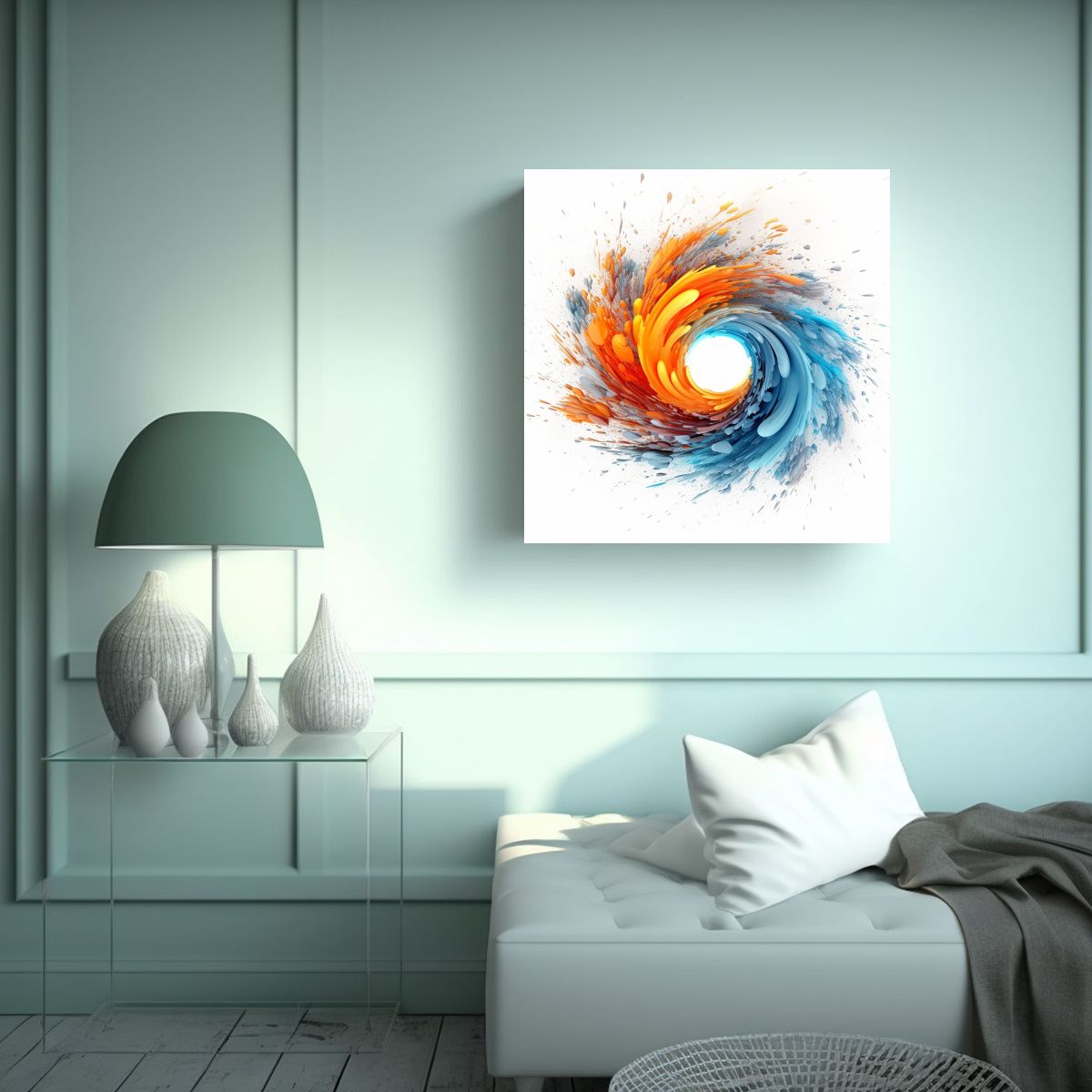 GENERICO - Pinturas Decorativas Futuristas Azules Y Naranjas 80x80 Cm