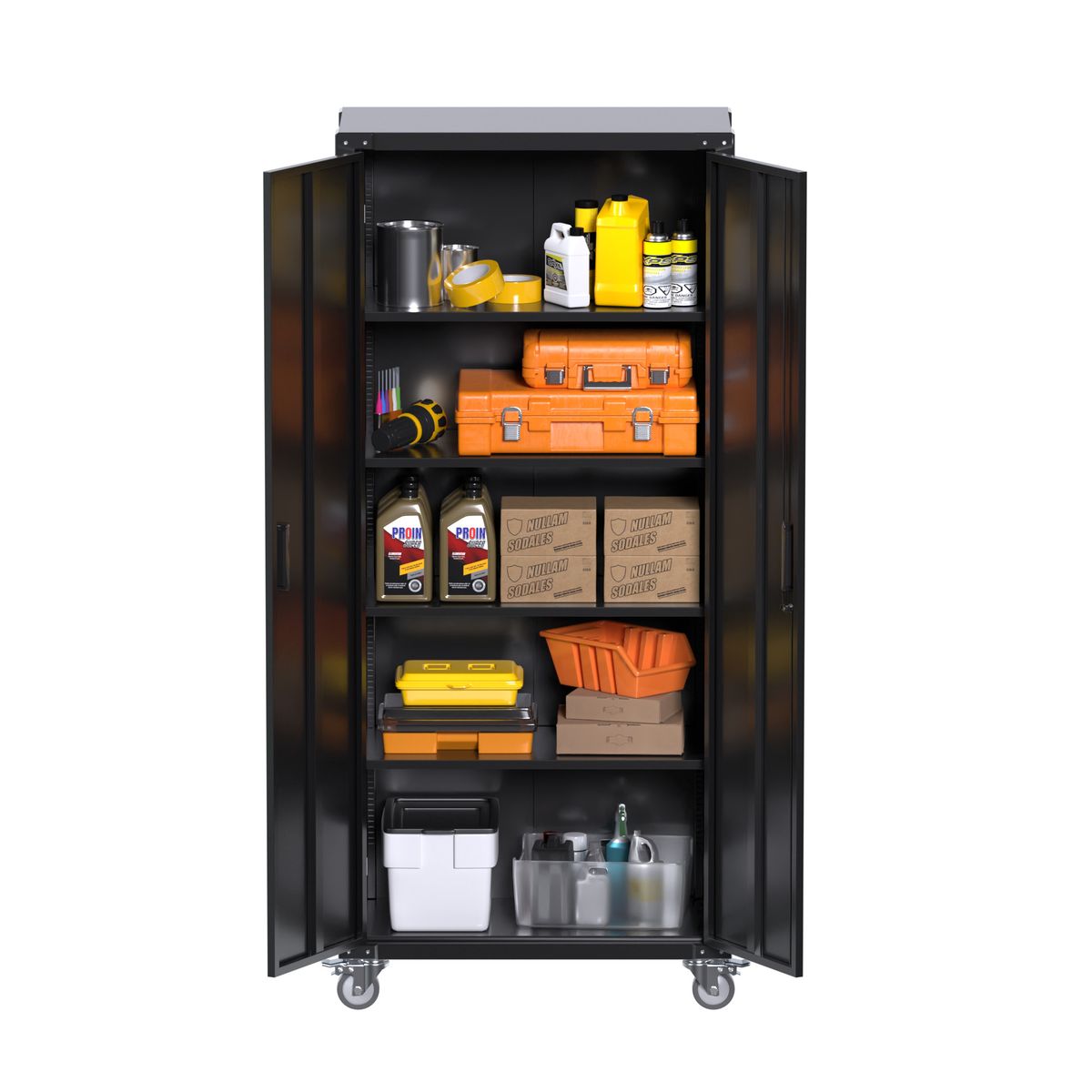 GENERICO - Armario Metalico Alto 5 niveles Porta herramientas - Linea Black TC-01