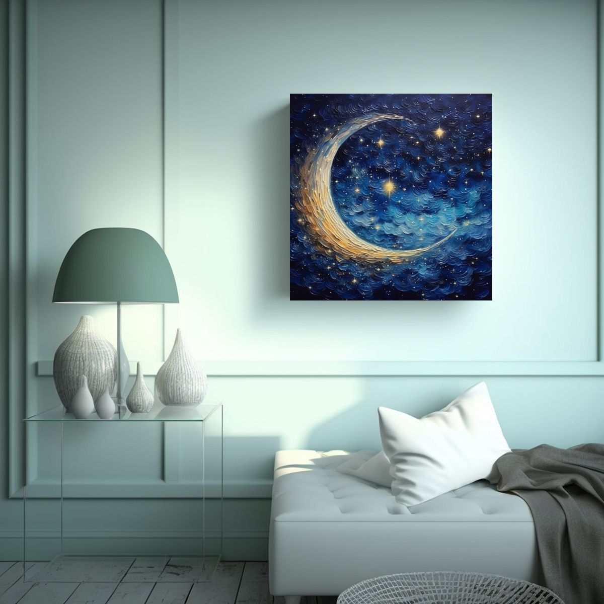 GENERICO - Cuadro Original De Cuadro En Bastidor: Luna, 50x50 Cm