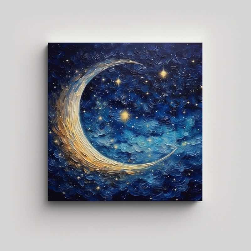 GENERICO - Cuadro Original De Cuadro En Bastidor: Luna, 70x70 Cm