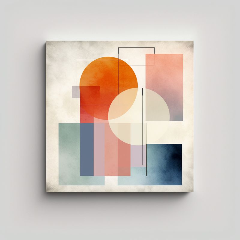 GENERICO - Pintura Abstracta Con Formas Geométricas Y Pasta 80x80 Cm