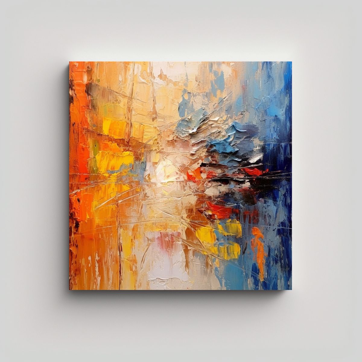 GENERICO - Pintura Abstracta En Lienzo Con Forma Llamativa 80x80 Cm