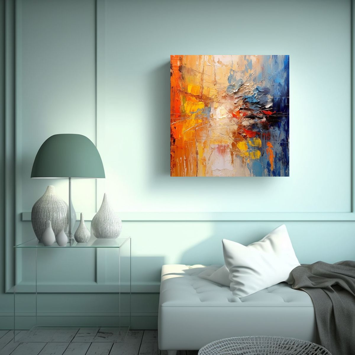 GENERICO - Pintura Abstracta En Lienzo Con Forma Llamativa 80x80 Cm