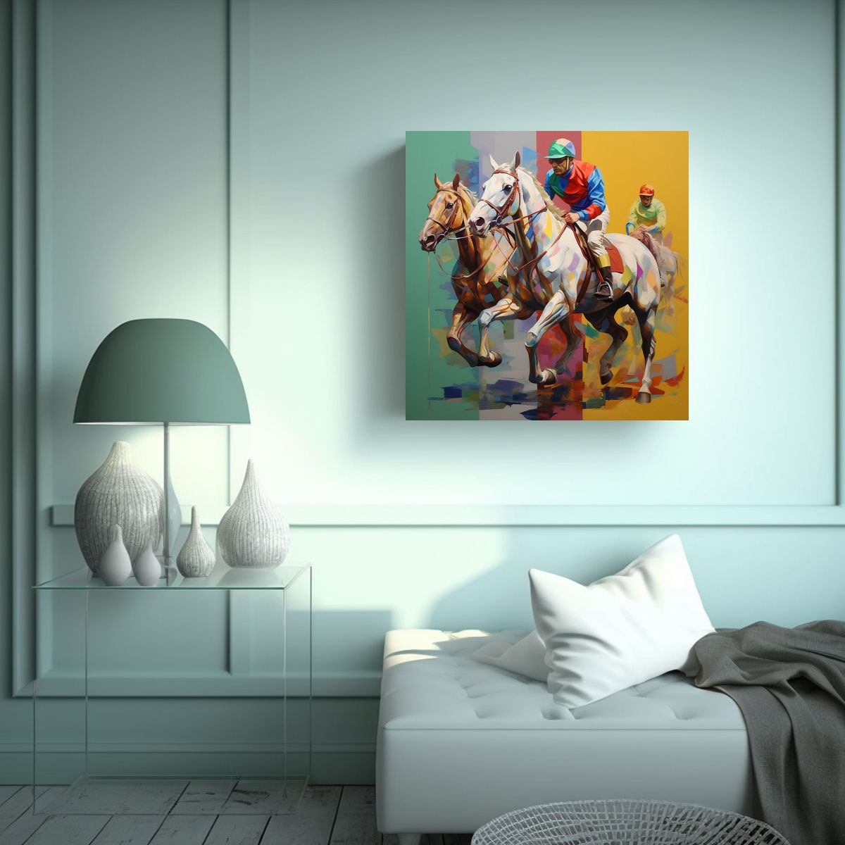 GENERICO - Pinturas Decorativas Contemporáneas De Jinete En 90x90 Cm.