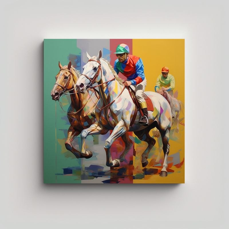 GENERICO - Pinturas Decorativas Contemporáneas De Jinete En 70x70 Cm