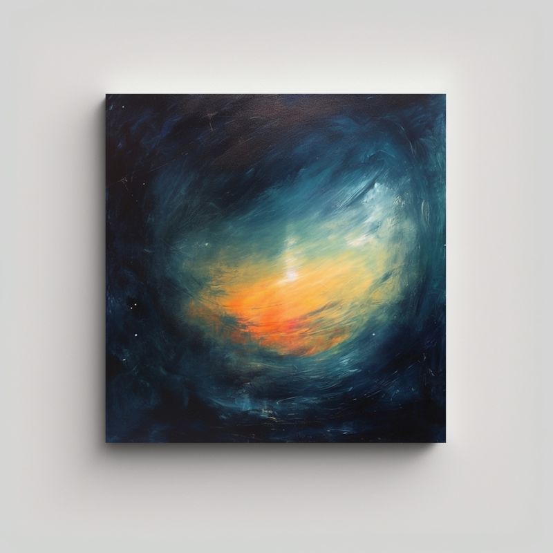 GENERICO - Pintura Abstracta Vida Nocturna Minimalista En 50x50 Cm