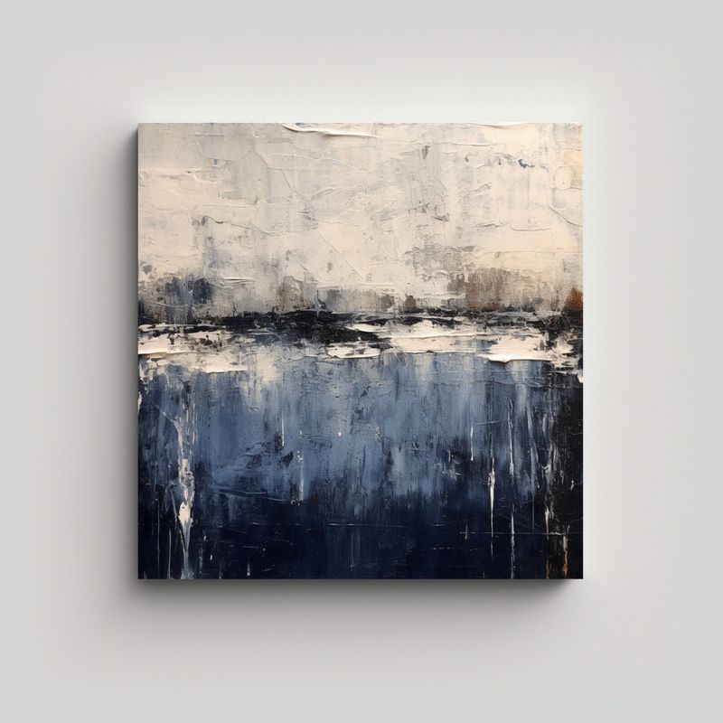 GENERICO - Cuadro Forma Equilibrio Visual Azul Sobre Blanco, 50x50 Cm