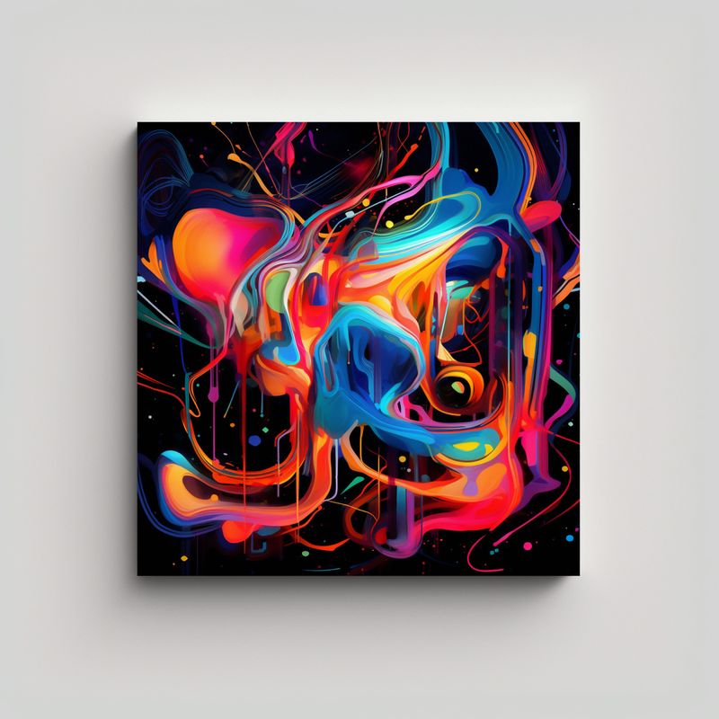 GENERICO - Cuadro Vanguardia Formación Abstracta Neon 60x60 Cm