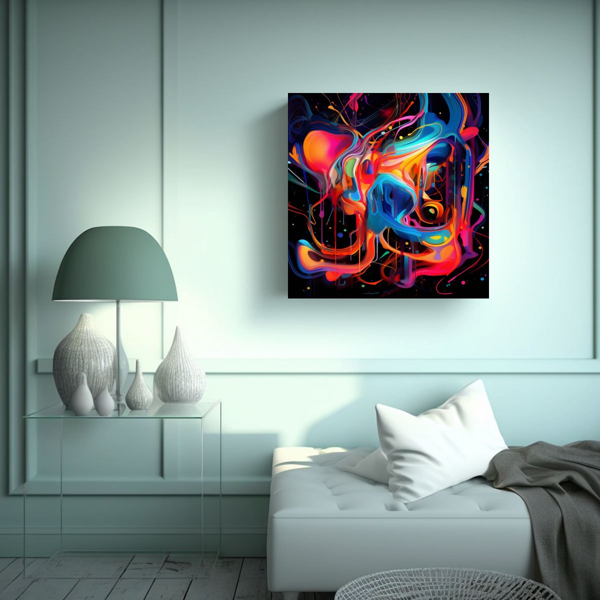 GENERICO - Cuadro Vanguardia Formación Abstracta Neon 50x50 Cm