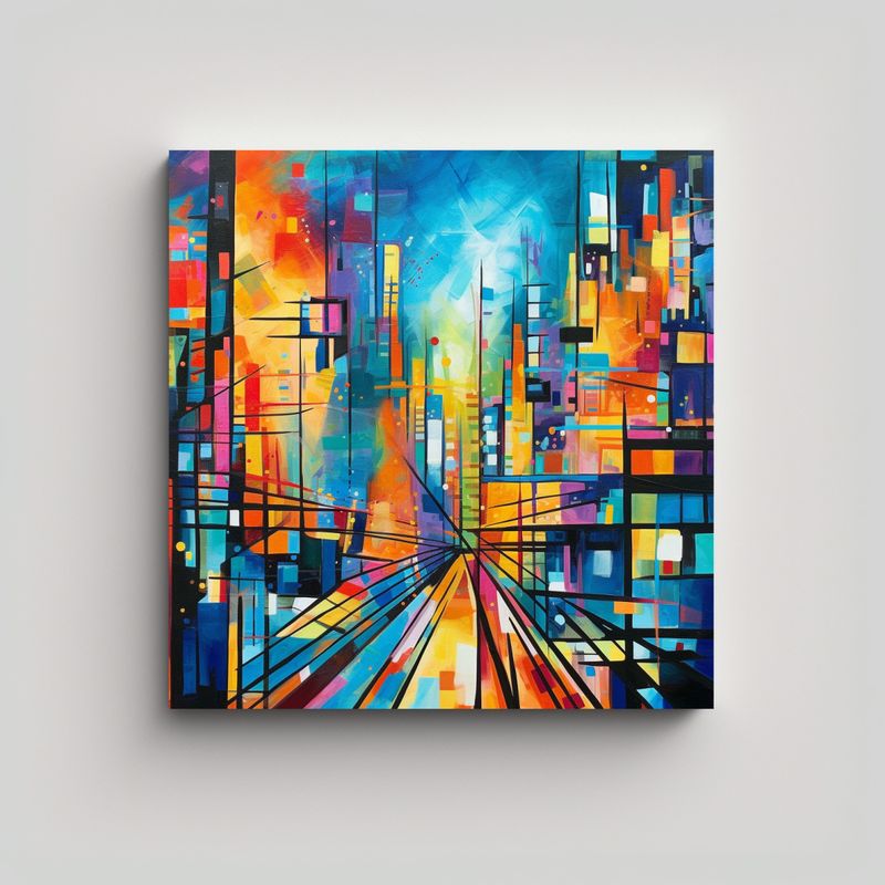 GENERICO - 1 Cuadro Cuadrado Simétrico Un Diseño Abstracto 90x90 Cm