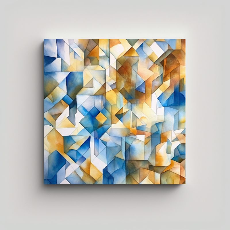 GENERICO - Cuadro Geométrico Luminoso Con Formas Doradas, 90x90 Cm