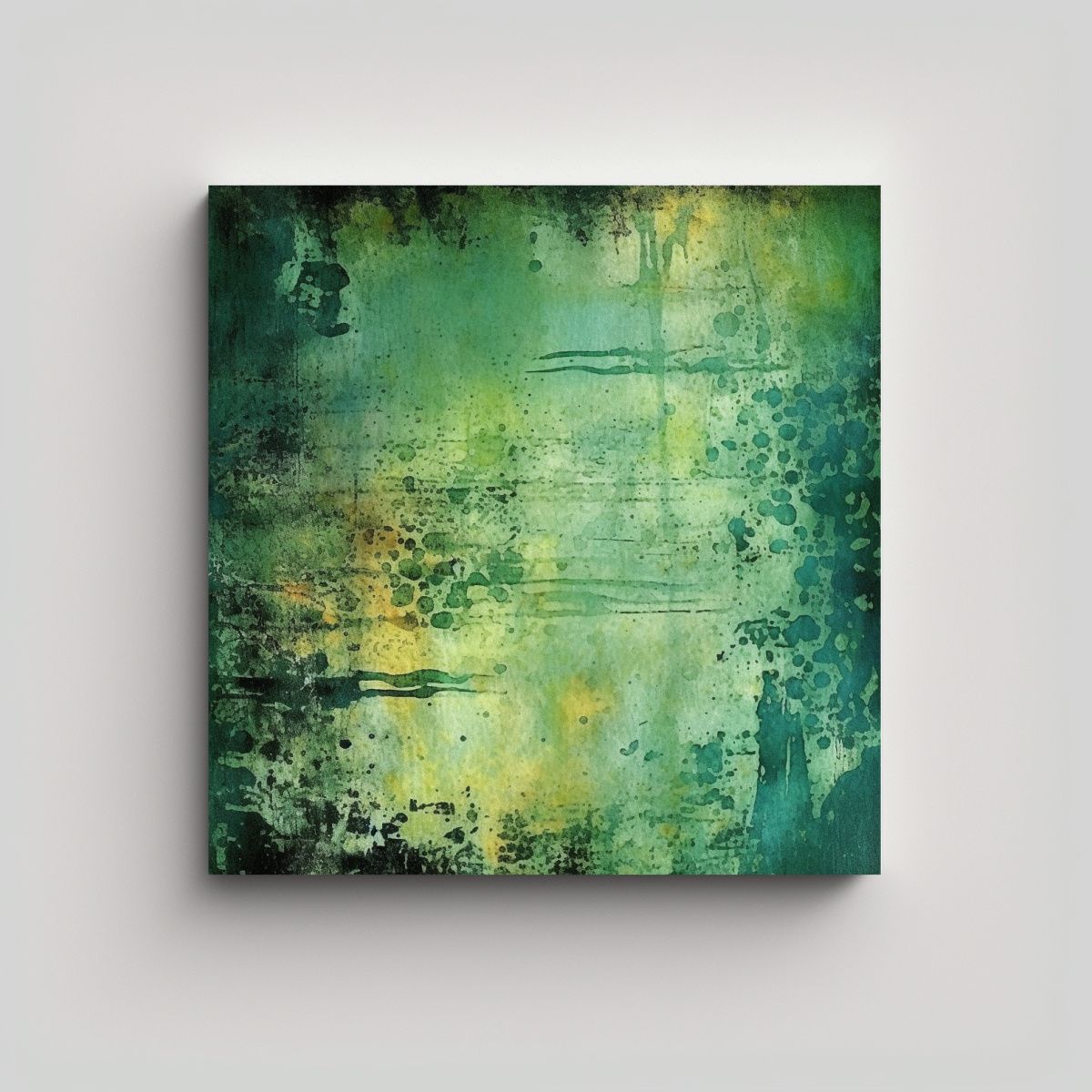 GENERICO - Cuadro Abstracto Verde Movimiento Lienzo 70x70 Cm