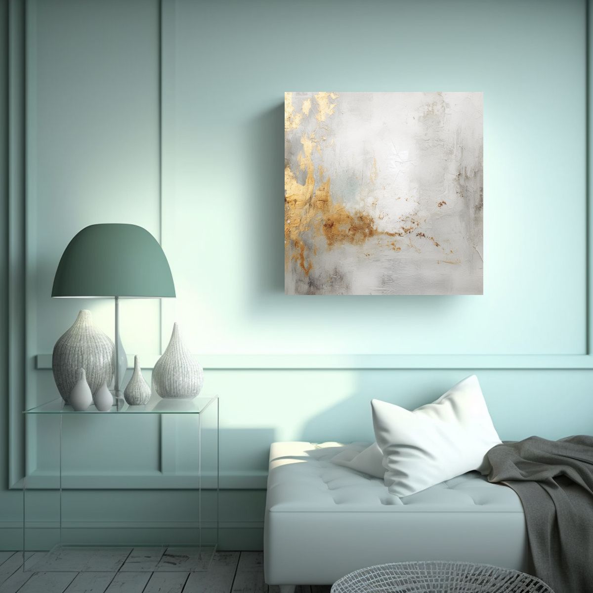 GENERICO - Pintura Estilo Galería Con Fondo Blanco Y Texto 60x60 Cm
