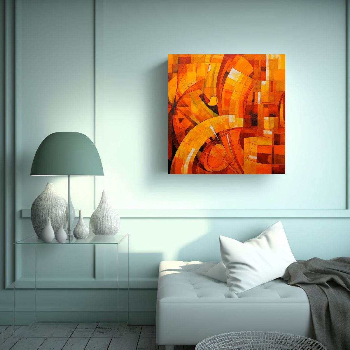 GENERICO - Pintura Decorativa Abstracta En Naranja 60x60 Cm.