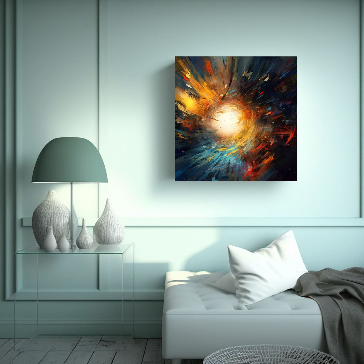 GENERICO - Lienzo Abstracto Radiante Con Lentes Estrechos 70x70 Cm