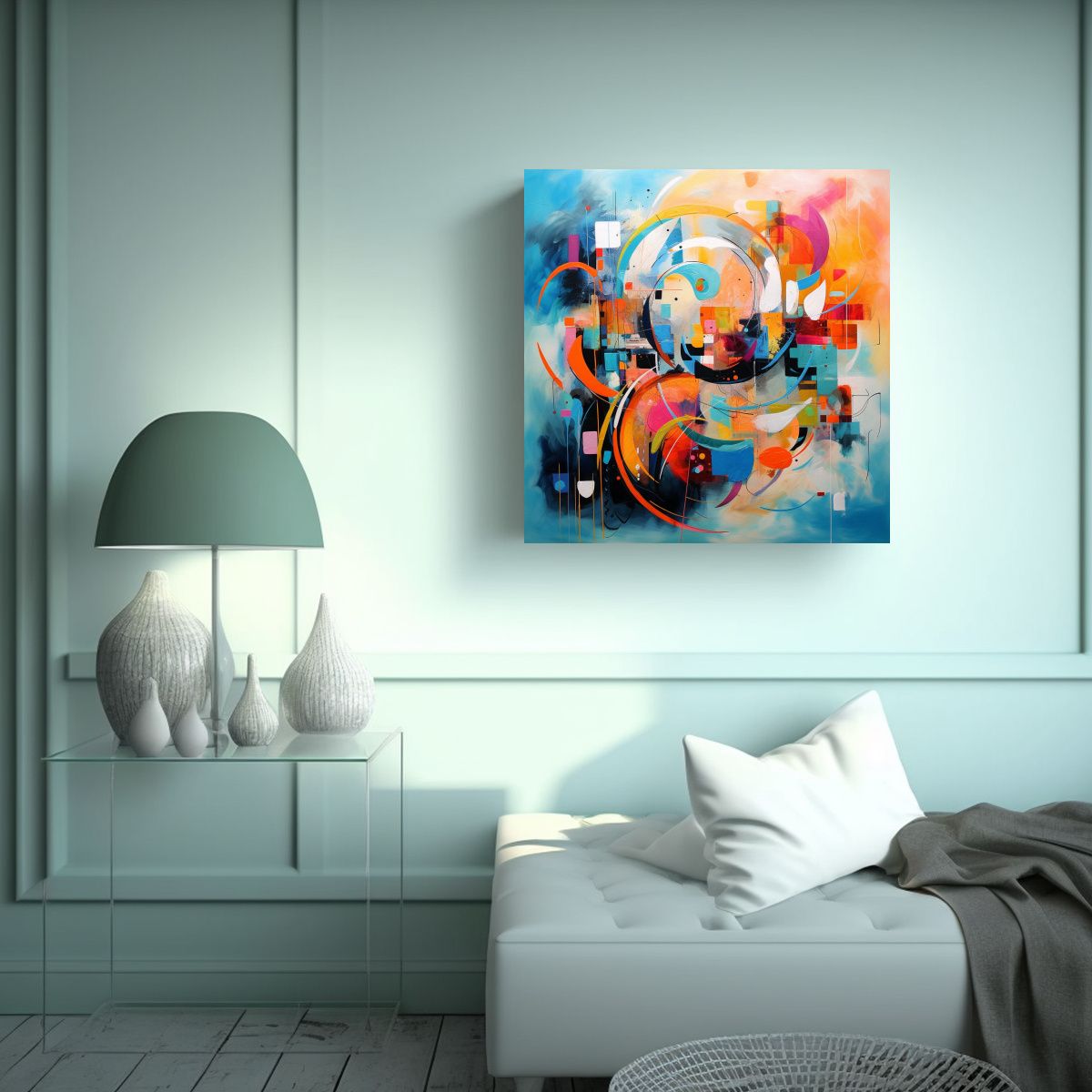 GENERICO - Pinturas Abstractas Coloridas De Arte Cuadro Para 60x60 Cm