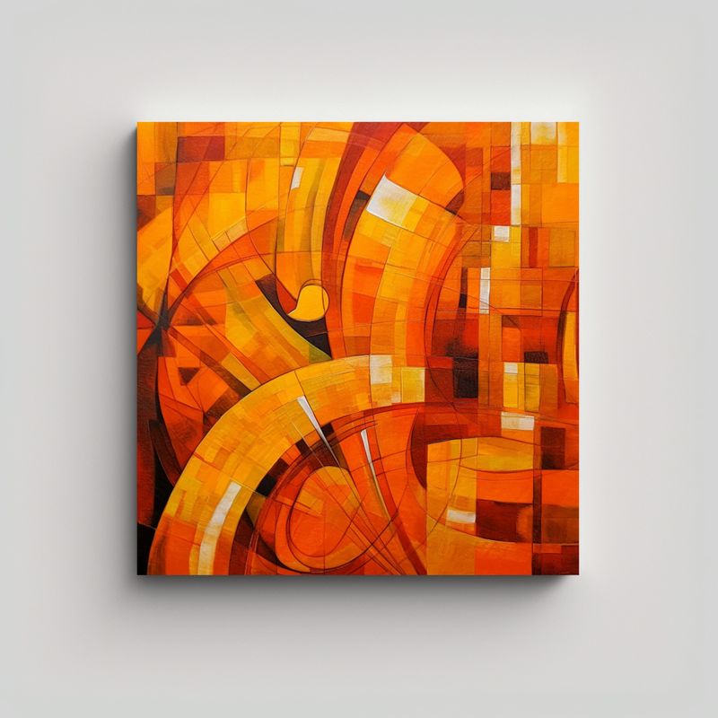 GENERICO - Pintura Decorativa Abstracta En Naranja 70x70 Cm