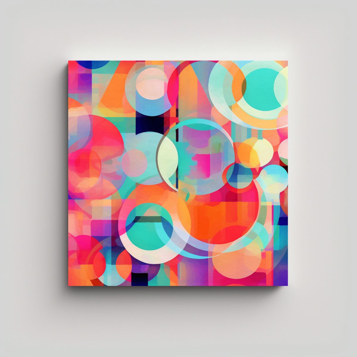 GENERICO - Cuadro Abstracto Con Círculos Coloridos En 50x50 Cm
