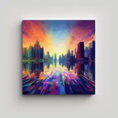 GENERICO - Tela En Bastidor Dimensiones Pixelated Arte 90x90 Cm