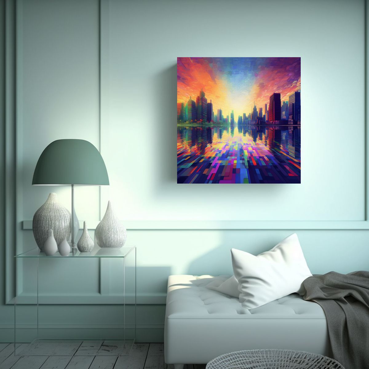 GENERICO - Tela En Bastidor Dimensiones Pixelated Arte 80x80 Cm