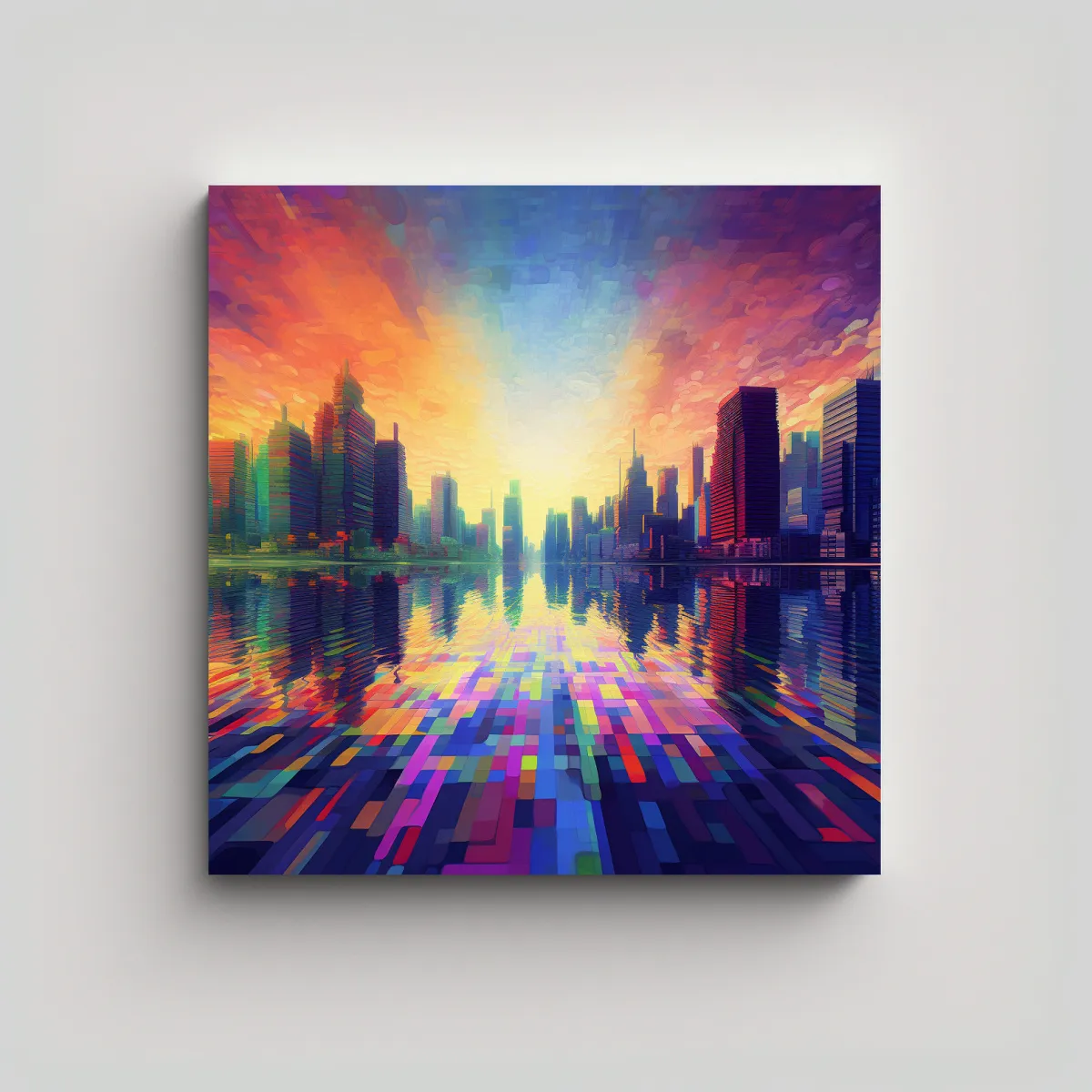GENERICO - Tela En Bastidor Dimensiones Pixelated Arte 70x70 Cm