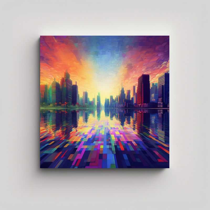 GENERICO - Tela En Bastidor Dimensiones Pixelated Arte 70x70 Cm