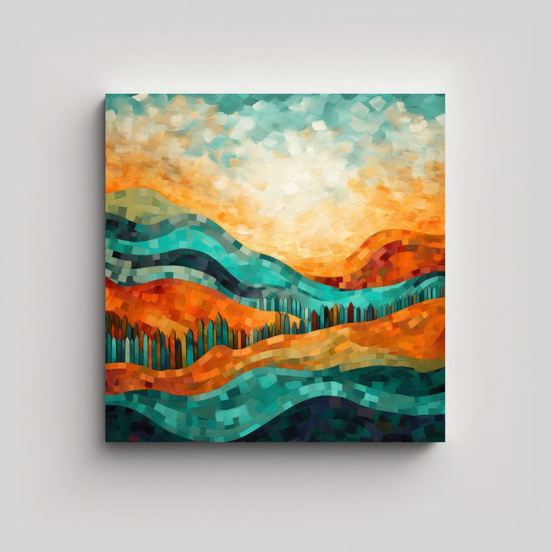 GENERICO - Cuadro Decorativo Arte Vanguardia Adorno Paisaje 60x60 Cm