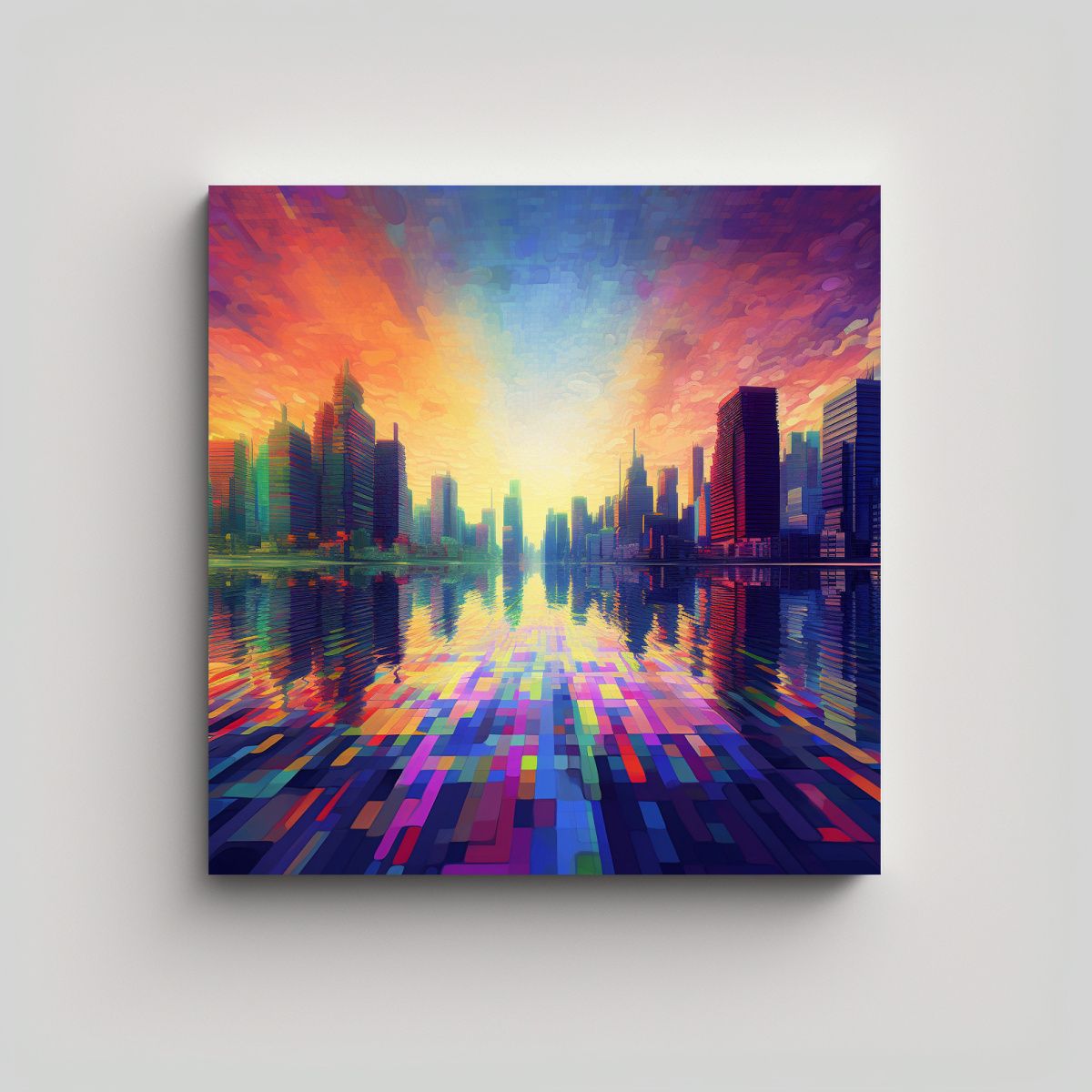 GENERICO - Tela En Bastidor Dimensiones Pixelated Arte 60x60 Cm