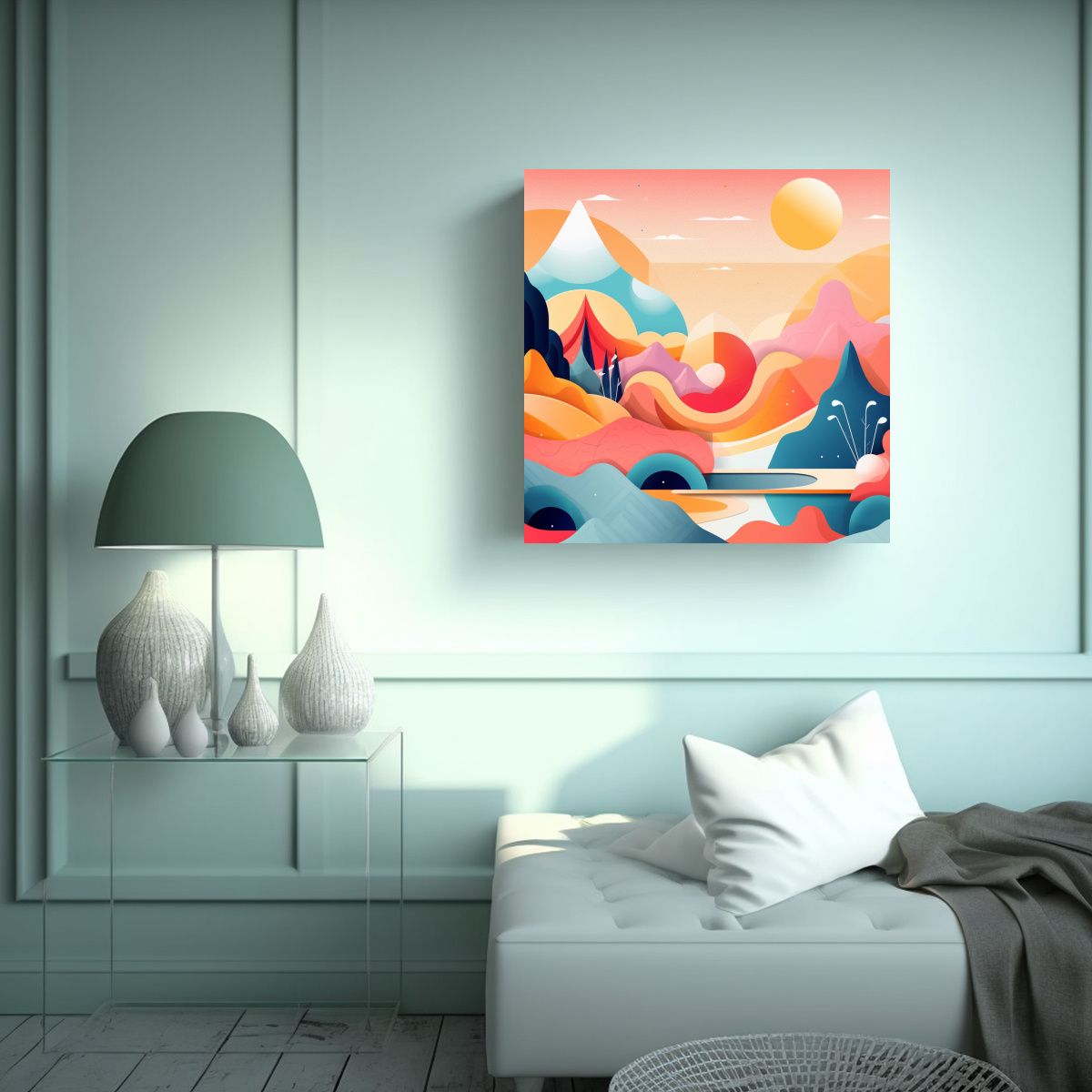 GENERICO - Cuadro Abstracto De Verano En Suaves Tonos 70x70 Cm