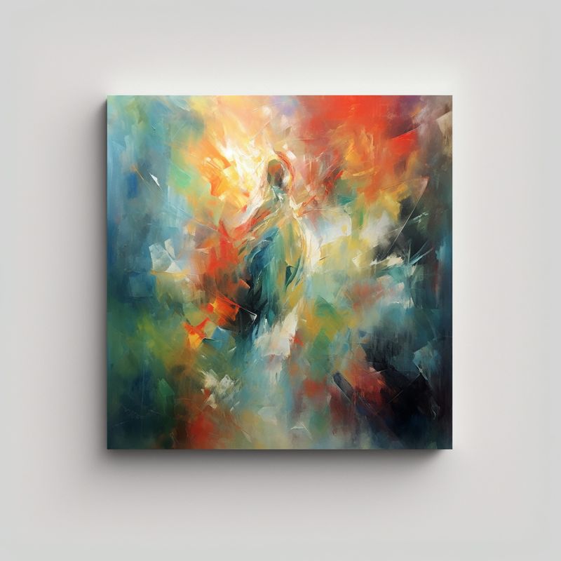 GENERICO - Cuadro Abstracto Estilo óleo Para Decoración De 50x50 Cm
