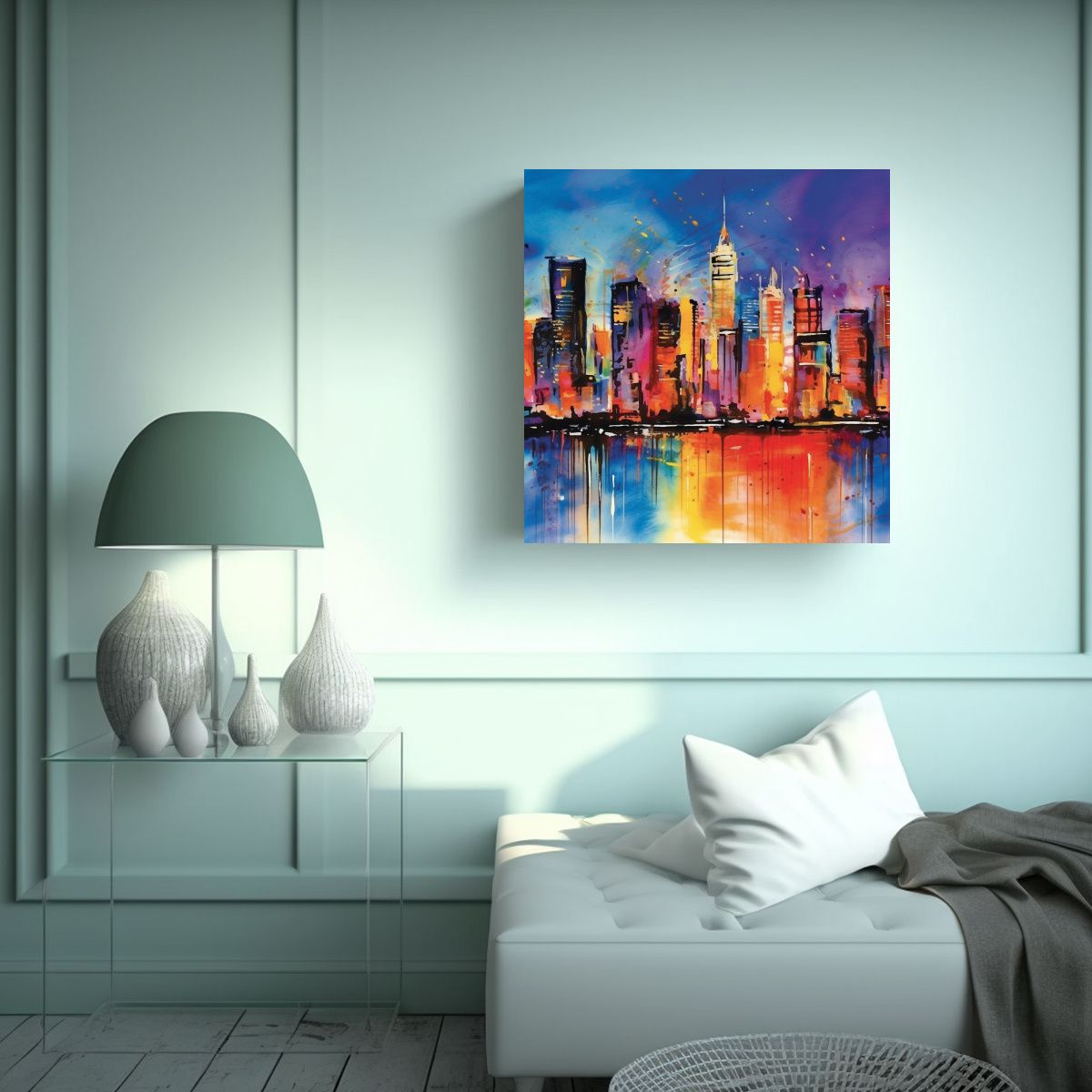 GENERICO - Paisaje Urbano En Acuarela Dinámica: Una 50x50 Cm
