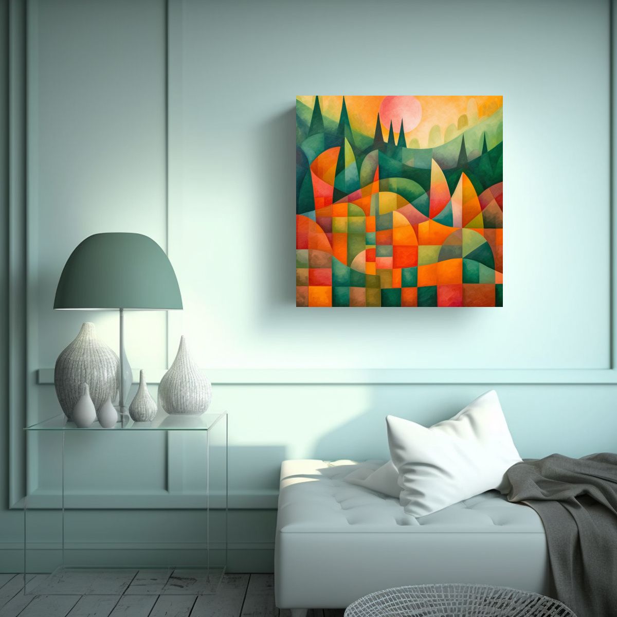 GENERICO - Paisaje Abstracto Juvenil Estilo Paul Klee: 90x90 Cm