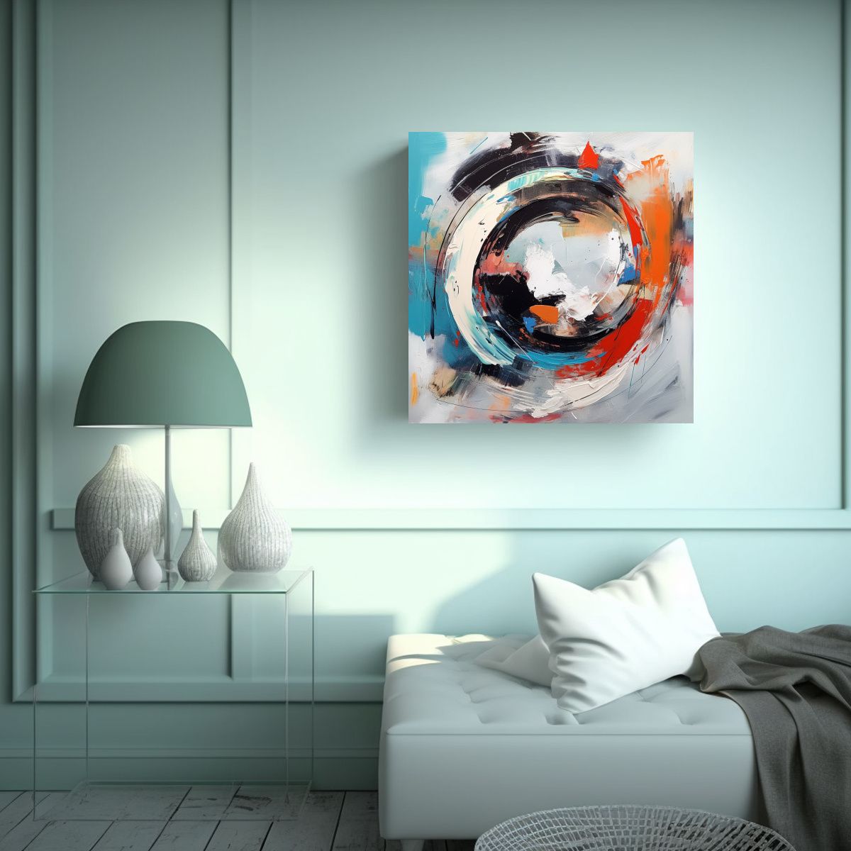 GENERICO - Pintura Abstracta En Bastidor Con Tonos 80x80 Cm