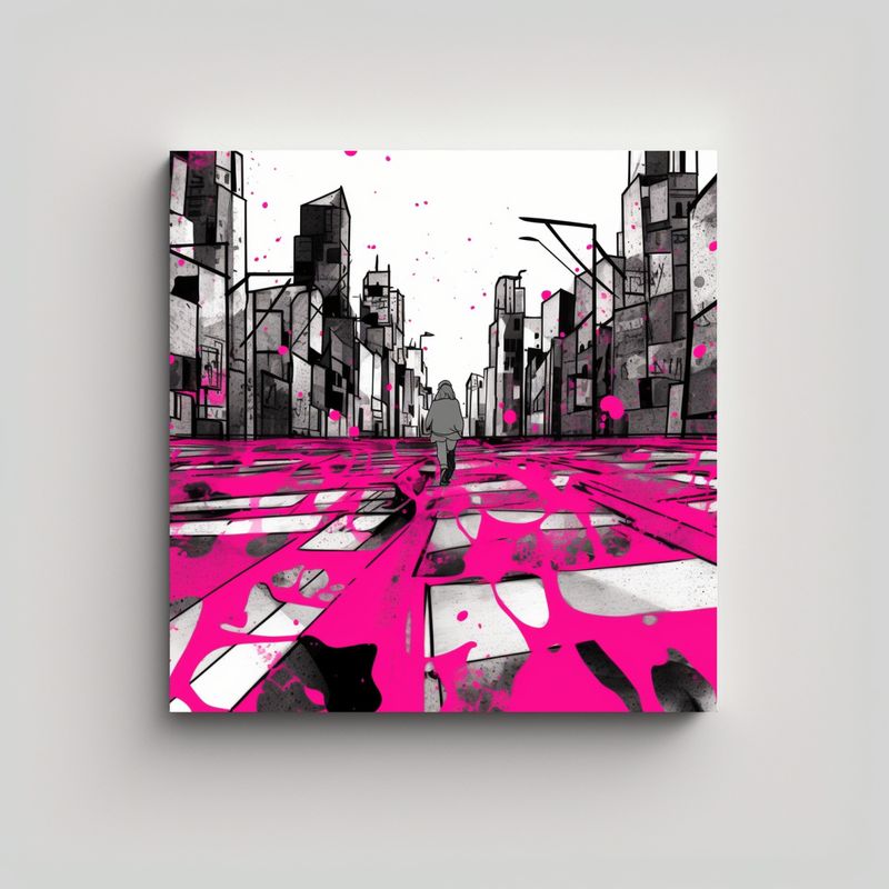 GENERICO - Pintura Pop Art Abstracta: Caminando Por La 80x80 Cm