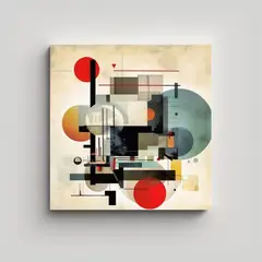 GENERICO - Cuadro Acuarela Estilo Bauhaus En Bastidor De 60x60 Cm