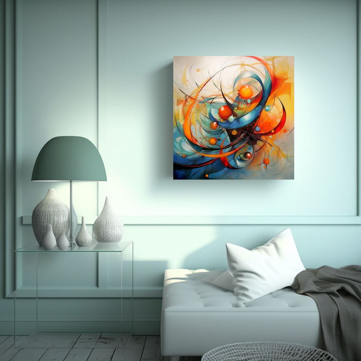 GENERICO - Cuadro Decorativo Abstracto Vintage Pintura 90x90 Cm