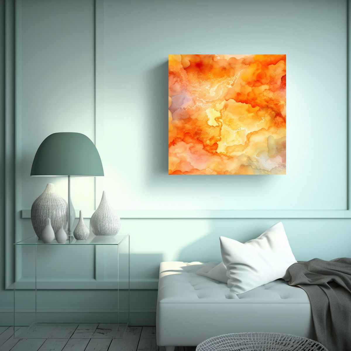 GENERICO - Pintura Decorativa De Fondo Acuarela Naranja 70x70 Cm