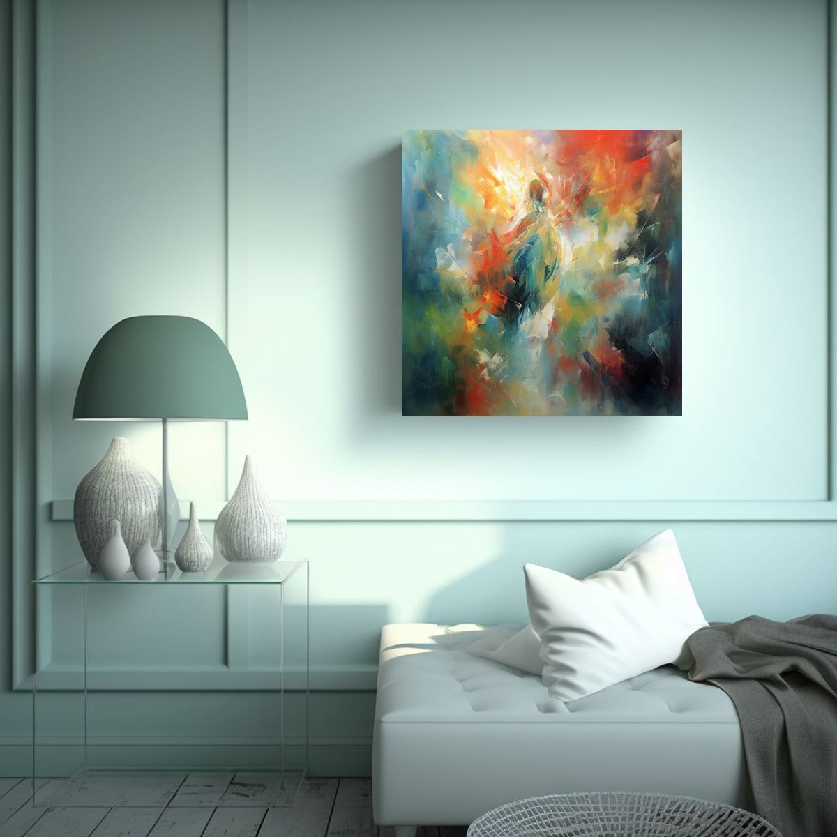 GENERICO - Cuadro Abstracto Estilo óleo Para Decoración De 80x80 Cm