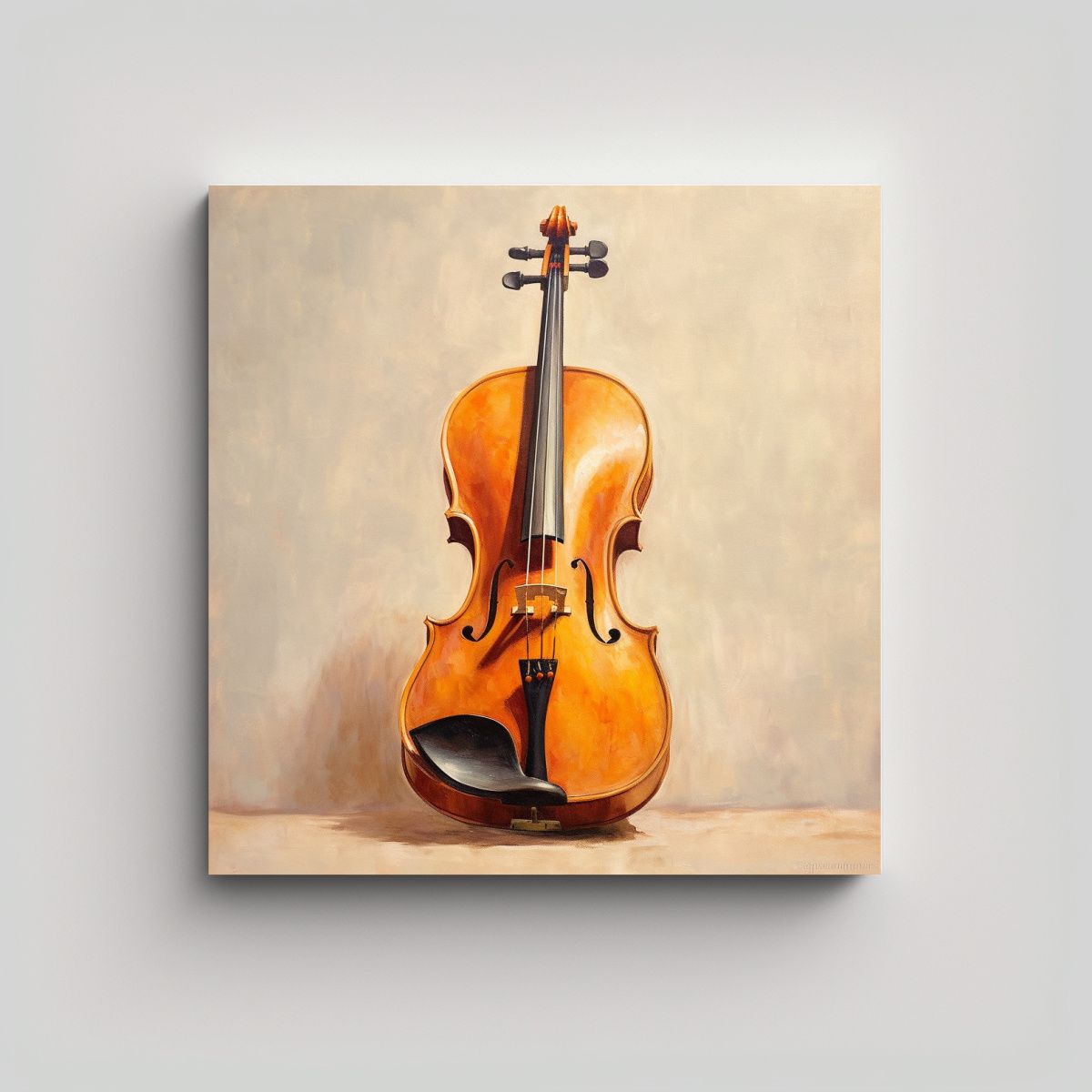 GENERICO - Pintura Al óleo De Gran Chelo Sobre Fondo Beige 50x50 Cm