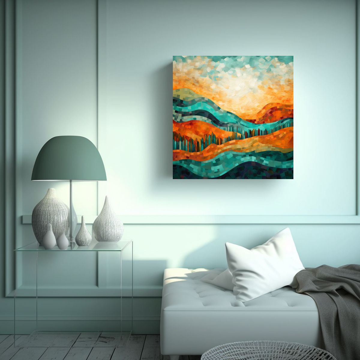 GENERICO - Cuadro Decorativo Arte Vanguardia Adorno Paisaje 70x70 Cm.