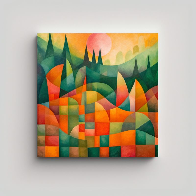 GENERICO - Paisaje Abstracto Juvenil Estilo Paul Klee: 70x70 Cm